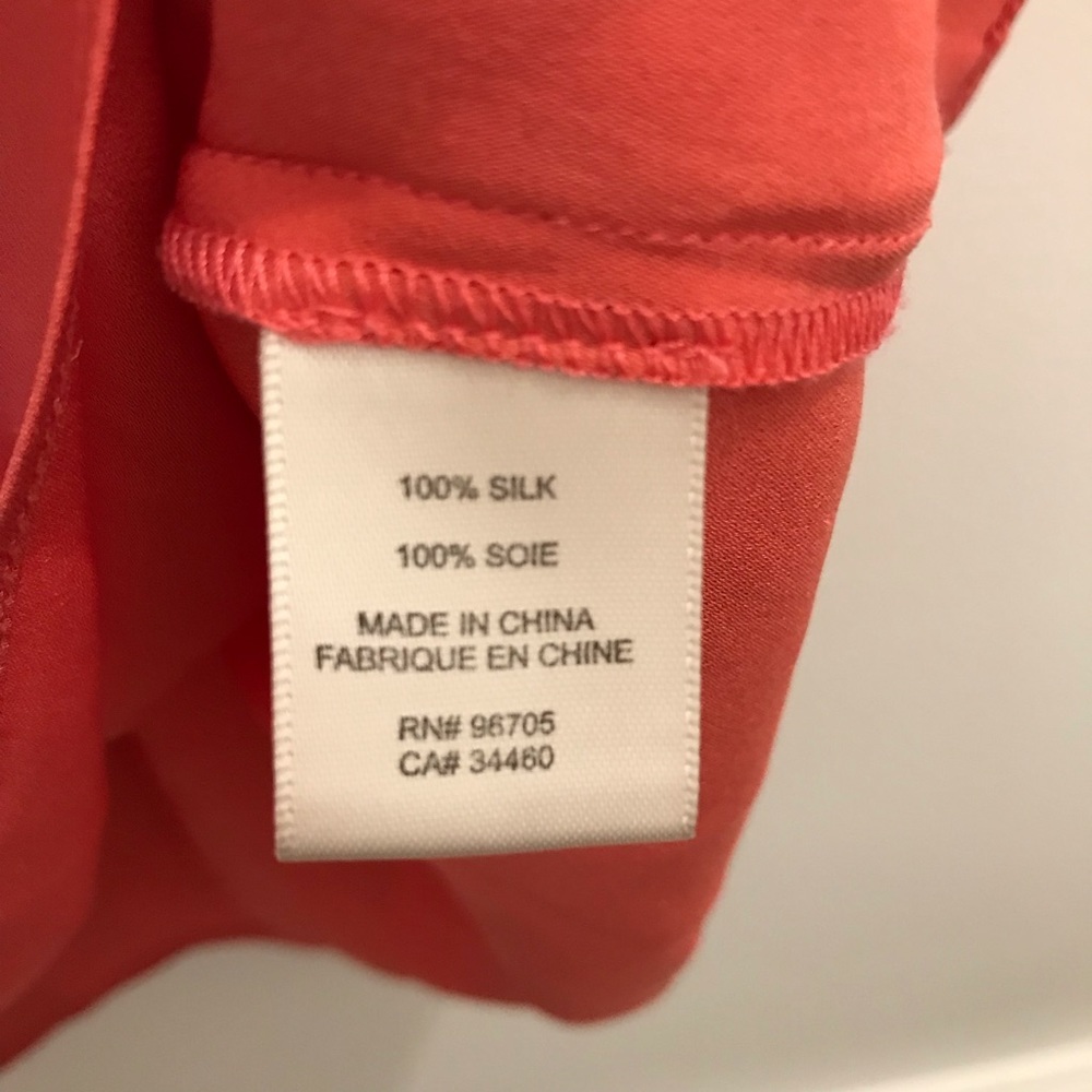 Rebecca Taylor Silk Half Button Blouse coral 6 tank top shirt - Picture 5 of 8
